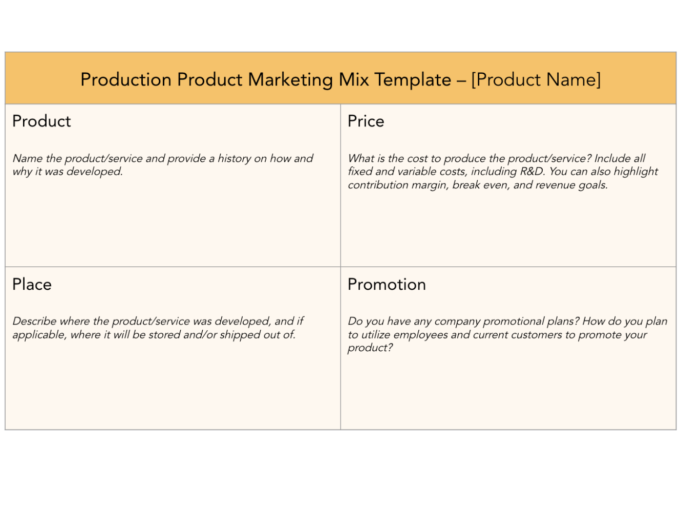 [Access Now] 4 Free Marketing Mix Templates